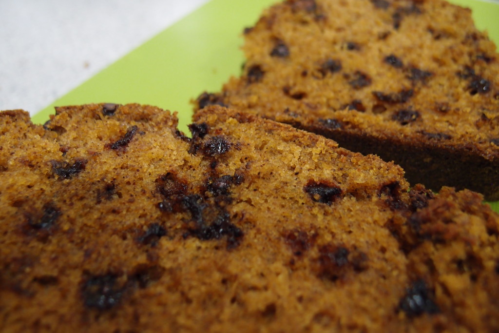 It's just me again, the pumpkin spice chocolate chip bread looking fine with my sister here. She's ready for fall too. 